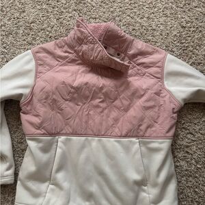 The North Face Pink and White Quilted Pullover